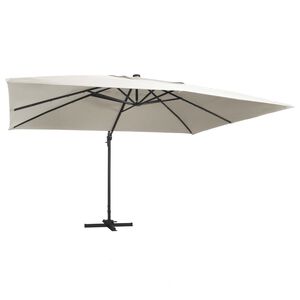 vidaXL Aurinkovarjo cantilever LED/alumiinitolppa 400x300 cm hiekka