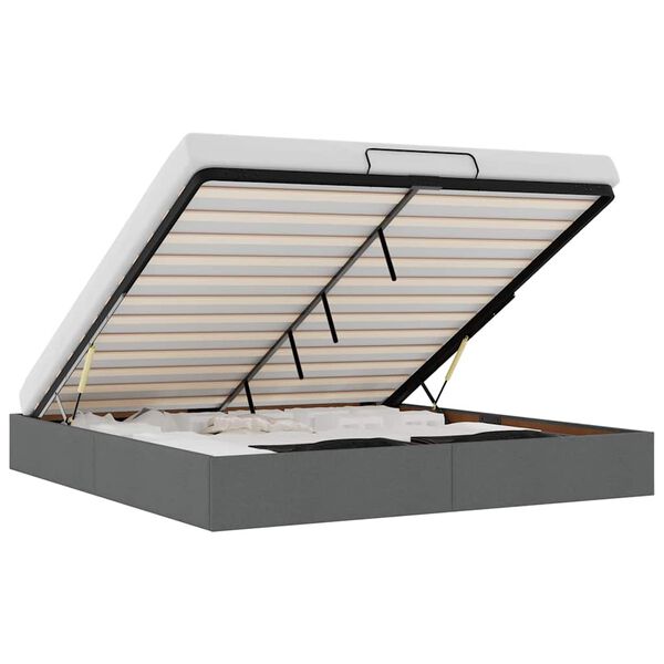 vidaXL Ottomaanien sängyn runko ilman patjaa tummanharmaa kangas