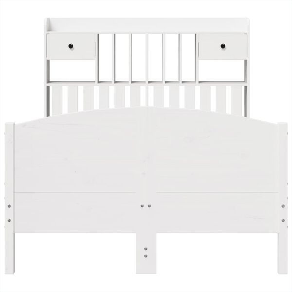 vidaXL S&auml;nky kirjahyllyll&auml; ei patjaa valkoinen 135x190 cm t&auml;ysi m&auml;nty