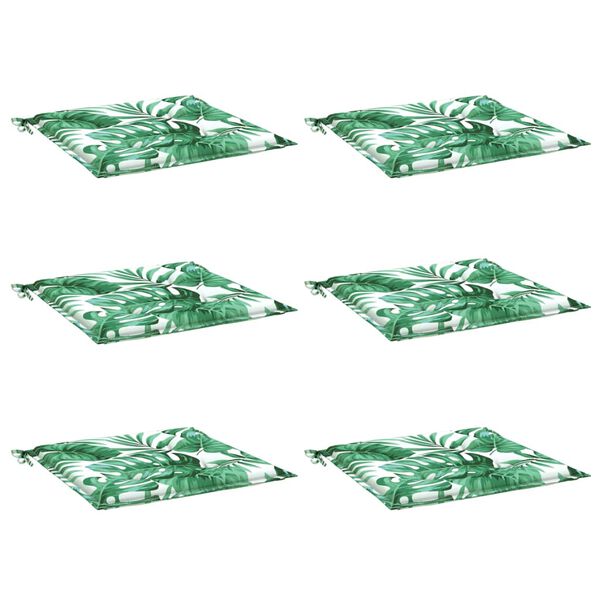 vidaXL Istuintyynyt 6 kpl lehtikuvio 50x50x4 cm kangas