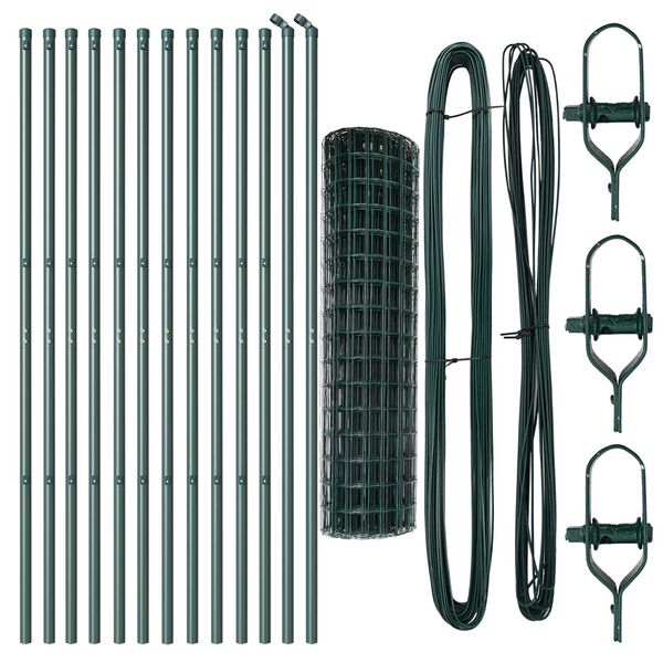 vidaXL Aita ja Tuki Vihreä 1 x 25 m Teräs ja PVC