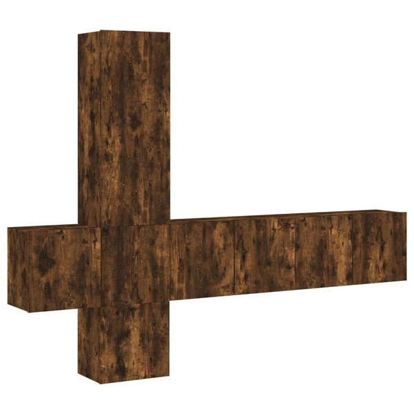 vidaXL 5-osainen TV-seinäyksikkösarja savutammi tekninen puu