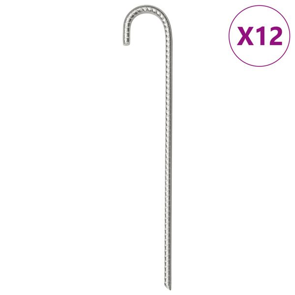 vidaXL Telttatapit 12 kpl 37 cm &Oslash;10 mm galvanoitu ter&auml;s