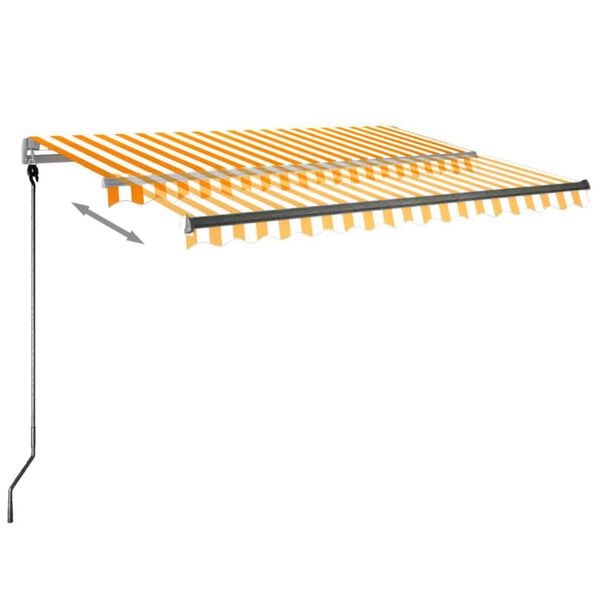 vidaXL Vapaasti seisova sisäänkelattava markiisi 300x250 cm keltavalk.