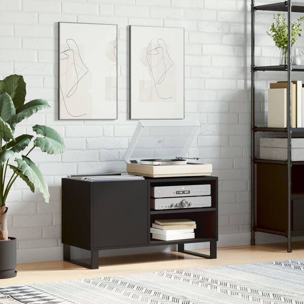 vidaXL LP-levyjen säilytyskaappi musta 85x38x48 cm tekninen puu