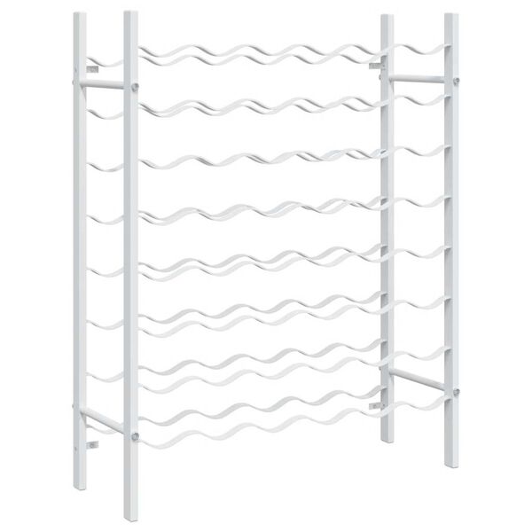 vidaXL Viinipulloteline 48 pullolle valkoinen metalli