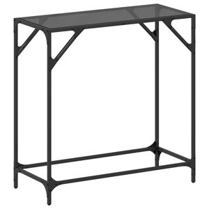 vidaXL Konsolip&ouml;yt&auml; musta lasinen p&ouml;yt&auml;levy 80x35x81 cm ter&auml;s
