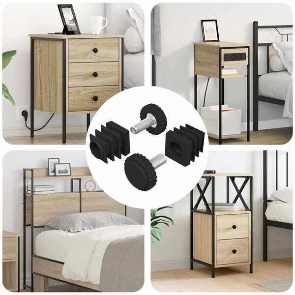 vidaXL Kalustetukijalat S&auml;&auml;dett&auml;v&auml; 2 pcs Musta M6 PP