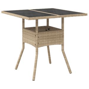 vidaXL Puutarhap&ouml;yt&auml; lasilevyll&auml; beige 80x80x75 cm polyrottinki