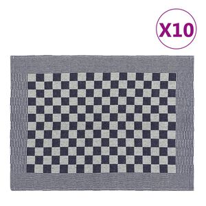 vidaXL Keittiöpyyhkeet 10 kpl sininen ja valkoinen 50x70 cm puuvilla