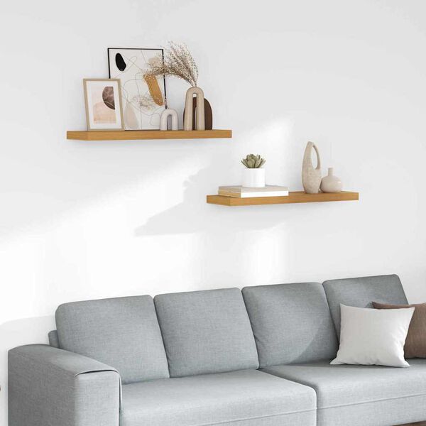 vidaXL Sein&auml;hylly 2 pcs Beige 80 x 23,5 x 4 cm Tekninen puu