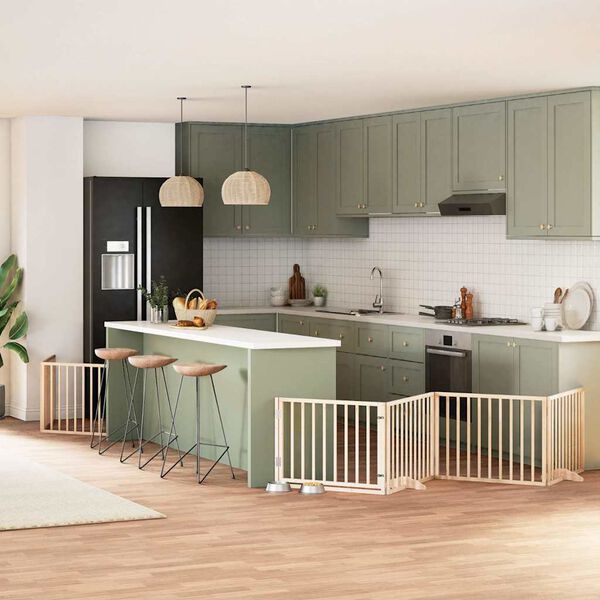 vidaXL Koiraportti kokoontaittuva 8 paneelia 640 cm poppelipuu