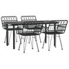 vidaXL 5-osainen Puutarhan ruokailuryhmä musta polyrottinki