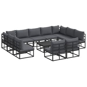 vidaXL Puutarhasohva Setti tyynyll&auml; 12 pcs Musta Alumiini