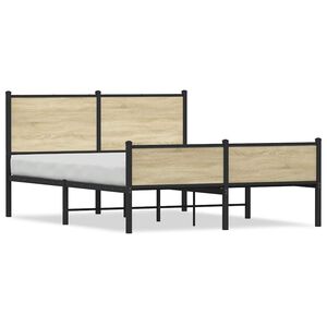 vidaXL Metallinen s&auml;ngynrunko ilman patjaa Sonoma-tammi 150x200 cm