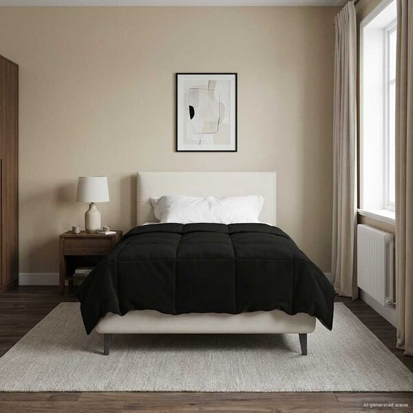 vidaXL Koko Vuoden Peitto Quiltottu Musta 140 x 220 cm Mikrokuitu