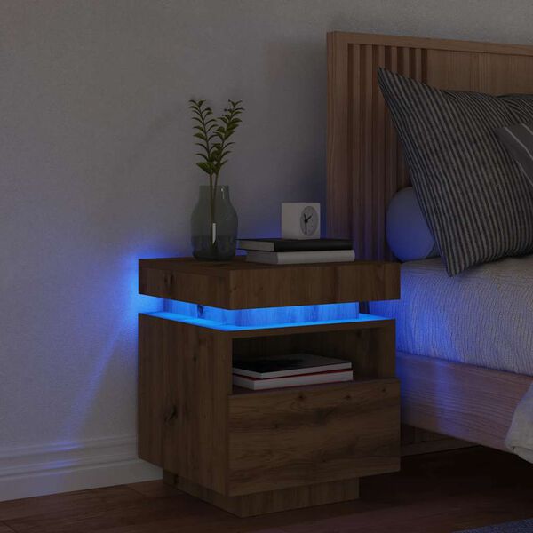 vidaXL y&ouml;p&ouml;yt&auml;kaappi LED-valoilla Artisan Oak 40x39x48,5 cm