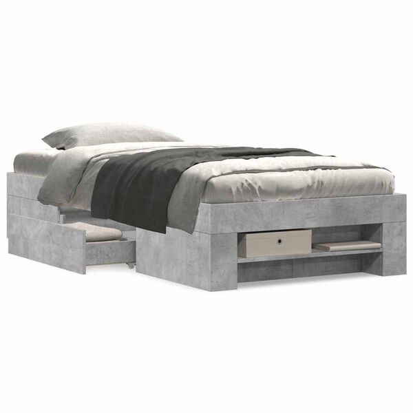 vidaXL S&auml;ngynrunko betoninharmaa 100x200 cm tekninen puu