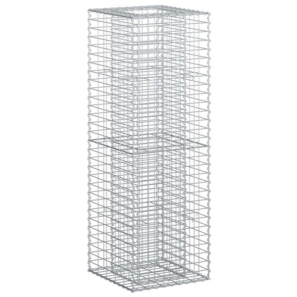 vidaXL Gabion Kohotettu Peti Hopea 50 x 50 x 150 cm Galvanoitu ter&auml;s