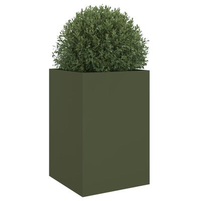 vidaXL Kukkalaatikko oliivinvihreä 52x48x75 cm kylmävalssattu teräs