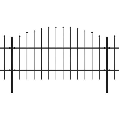 vidaXL Puutarha-aita keihäskärjillä teräs (0,75-1)x1,7 m musta