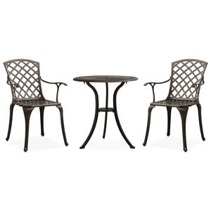 vidaXL 3-osainen Bistrosarja valualumiini pronssi