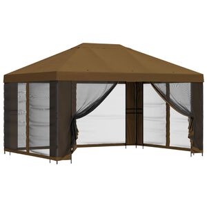 vidaXL Puutarhamaja sivuseinill&auml; 4 &times; 3 m Taupe Polyesteri ja ter&auml;s