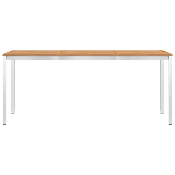 vidaXL 7-osainen puutarhan ruokailuryhm&auml; tiikki ja ruostumaton ter&auml;s