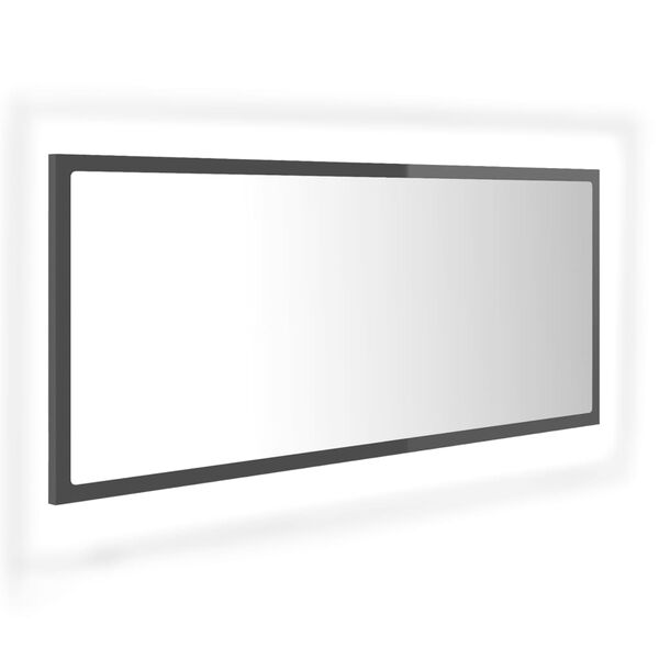 vidaXL LED-kylpyhuonepeili korkeakiilto harmaa 100x8,5x37 cm akryyli