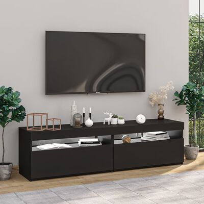 vidaXL TV-tasot 2 kpl LED-valoilla musta 75x35x40 cm