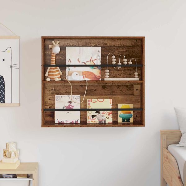 vidaXL Lehtiteline hyllyll&auml; Vanha puu 80 x 12 x 70 cm Tekninen puu