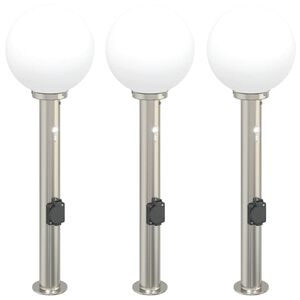 vidaXL Pollarivalaisimet anturilla ja pistorasialla 3 kpl 80 cm ruostumaton ter&auml;s IP44