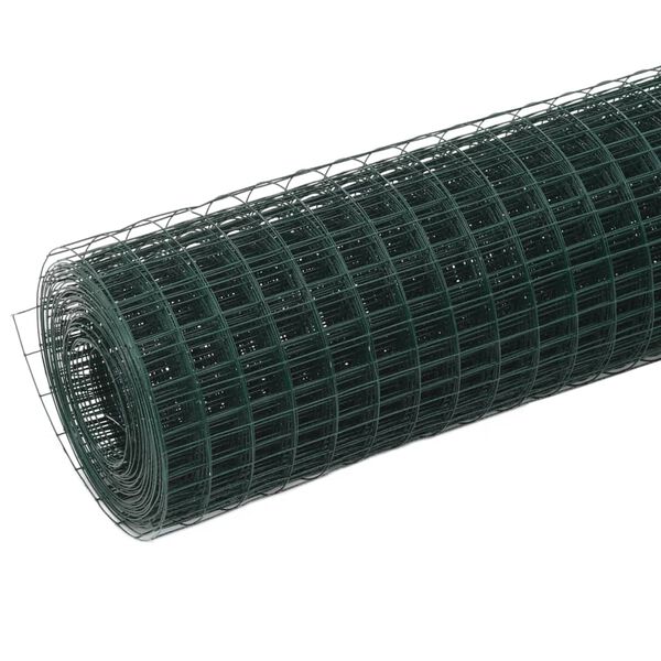 vidaXL Kanaverkko teräs PVC pinnoitteella 10x0,5 m vihreä