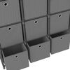 vidaXL 12 kuution esittelyhylly + laatikot harmaa 103x30x141 cm kangas