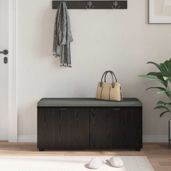 vidaXL Halli penkki tyynyll&auml; ovella Musta tammi. 100 x 38 x 46 cm