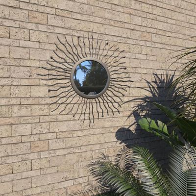 vidaXL Puutarhan seinäpeili aurinkokuvio 60 cm musta