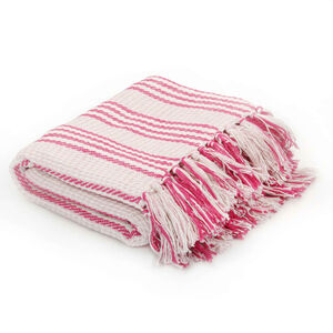 vidaXL Viltti puuvilla raidat 160x210 cm pinkki ja valkoinen