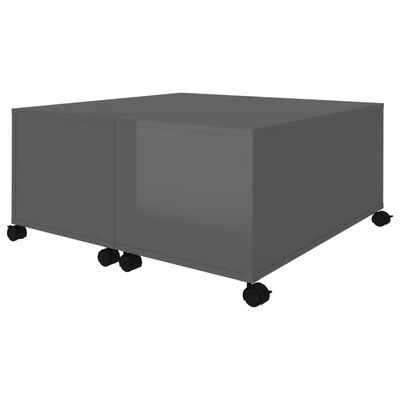 vidaXL Sohvapöytä korkeakiilto harmaa 75x75x38 cm lastulevy