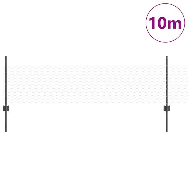 vidaXL Aita ja Tuki Harmaa 0,5 x 10 m Terästä ja PVC:tä