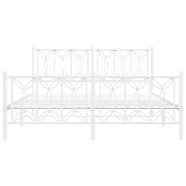 vidaXL Metallinen sängynrunko päädyillä valkoinen 160x200 cm