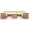 vidaXL 10-osainen Puutarhasohvasarja tyynyill&auml; hunajanruskea m&auml;nty