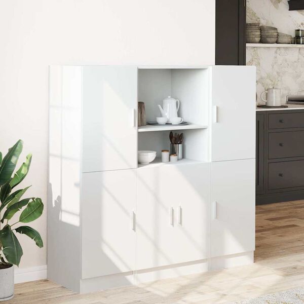 vidaXL 3-osainen keittiökaappisarja valkoinen tekninen puu