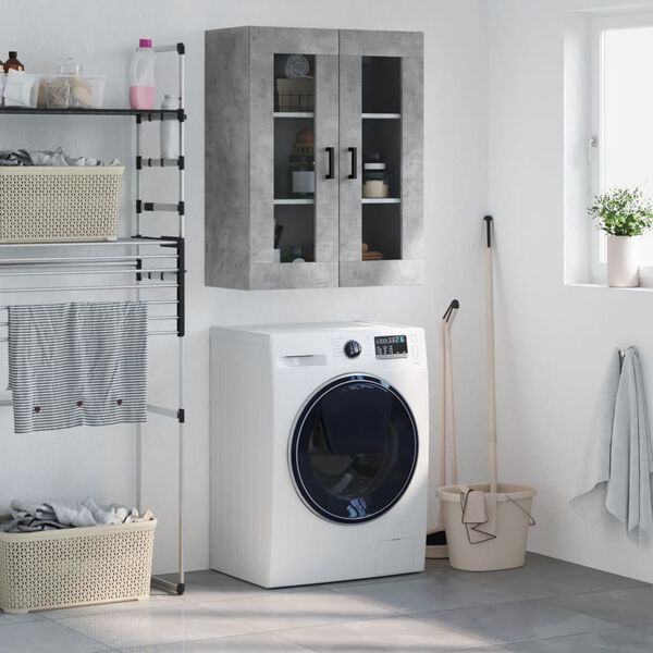 vidaXL Sein&auml;kiinnitett&auml;v&auml; kaappi betoninharmaa 69,5x34x90 cm