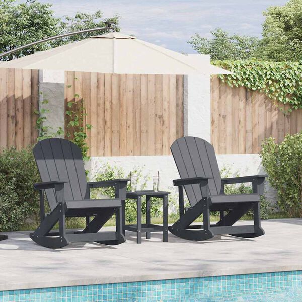 vidaXL Adirondack rocking-tuolit 2 pcs Vaaleanharmaa HDPE