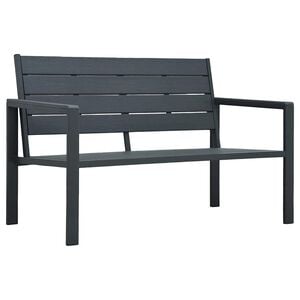 vidaXL Puutarhapenkki 120 cm HDPE harmaa puun n&auml;k&ouml;inen
