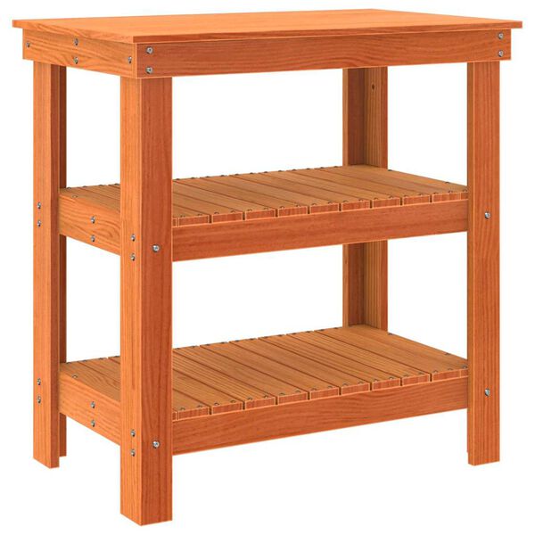 vidaXL Ty&ouml;p&ouml;yt&auml; Vaha ruskea 78,5 x 50 x 80 cm Massiivinen m&auml;nty