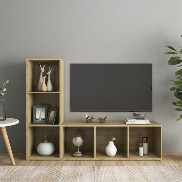 vidaXL TV-tasot 2 kpl Sonoma-tammi 107x35x37 cm tekninen puu