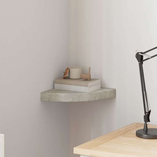 vidaXL Sein&auml;kulmahylly betoninharmaa 25x25x3,8 cm MDF