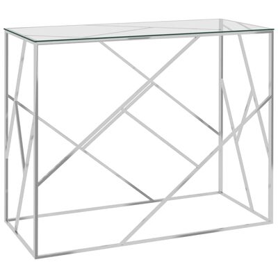 vidaXL Sivupöytä hopea 90x40x75 cm ruostumaton teräs ja lasi