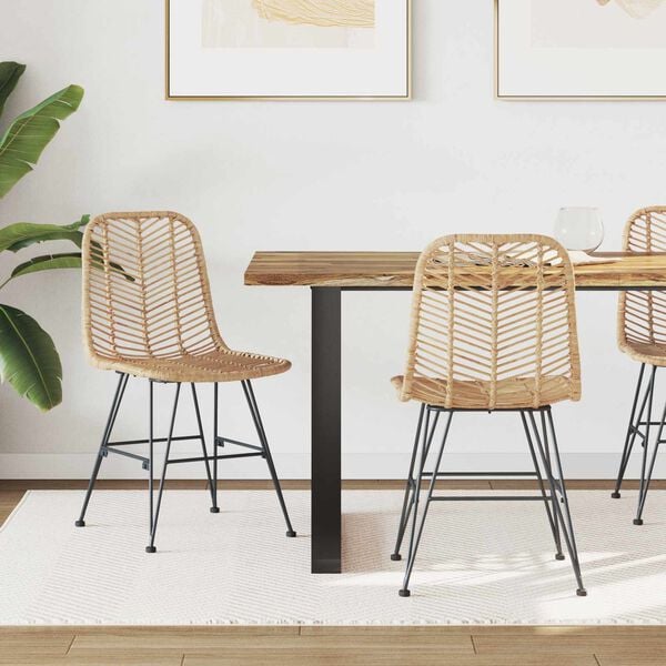 vidaXL Ruokatuoli 2 pcs Luonnollinen 44 x 47 x 85 cm Roikka ja rauta